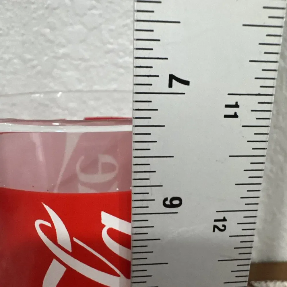 VTG COCA COLA ENJOY COKE Large Pedestal Glass Tumbler Red White Clear Drinking